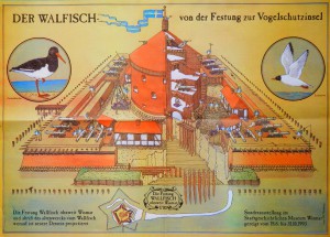 Plakat zur Sonderausstellung "Der Walfisch - von der Festung zur Vogelschutzinsel" des Stadtgeschichtlichen Museums Wismar 1993